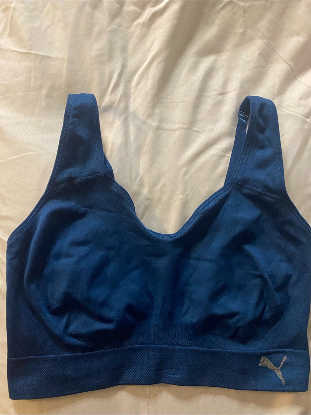 Puma Navy Blue Seamless Sports Bra with Logo Band Size XL